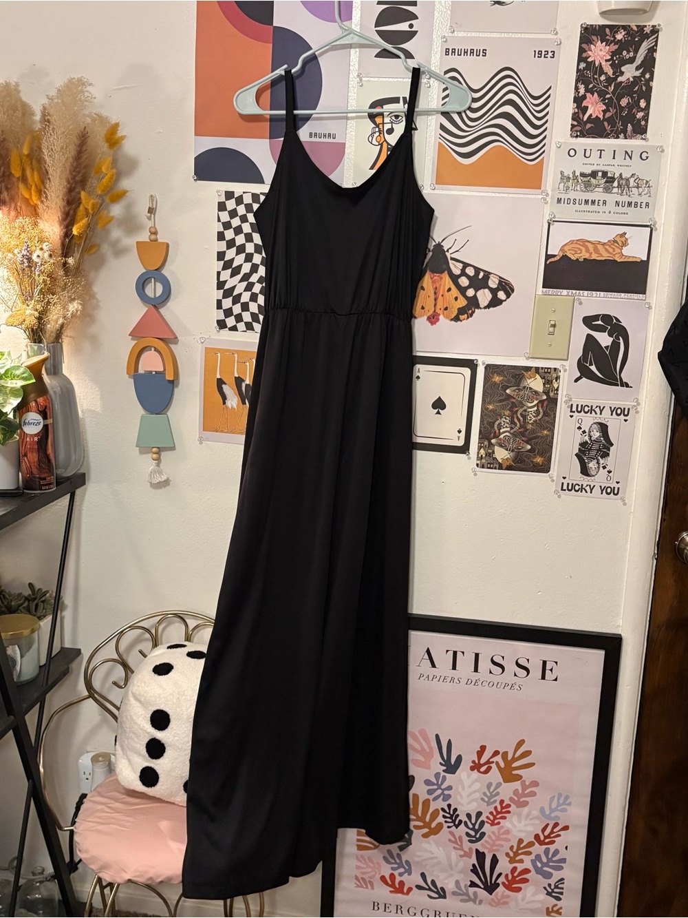 Vintage Black Maxi Dress 90s Minimalist Medium - Picture 9 of 9